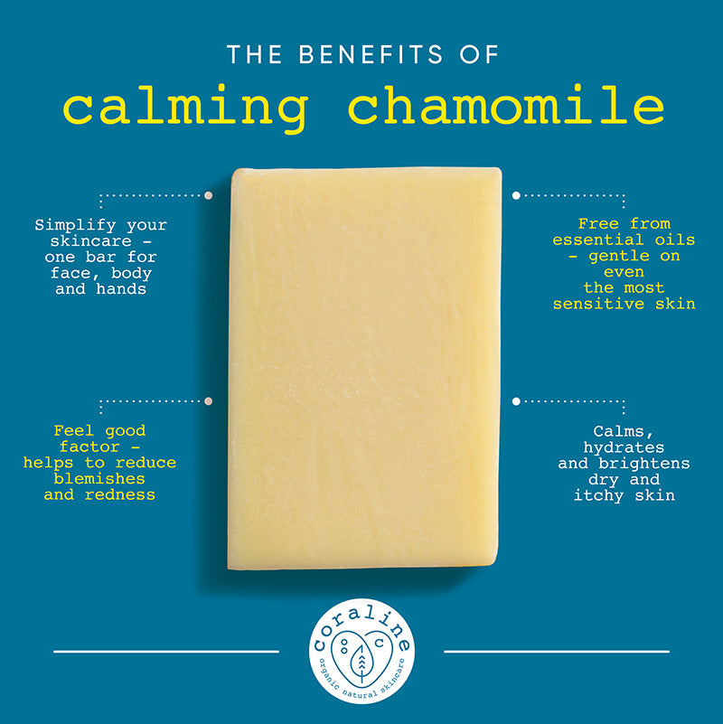 The benefits of Calming Chamomile Soap Bar by Coraline Skincare