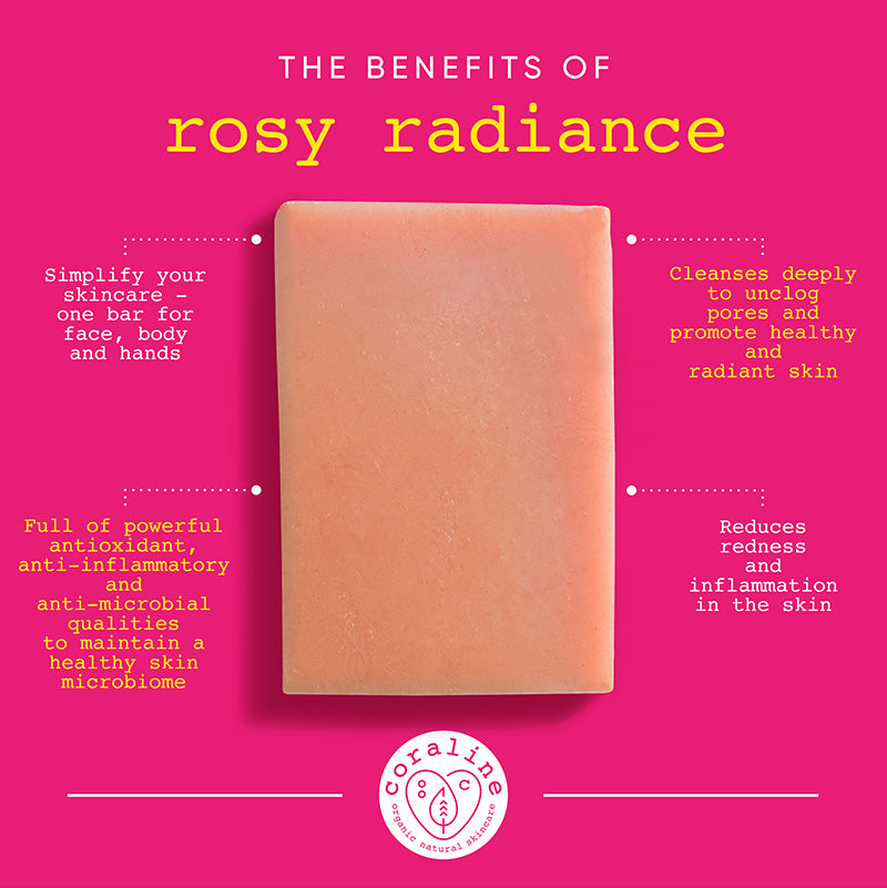 The benefits of Rosy Radiance Soap Bar by Coraline Skincare