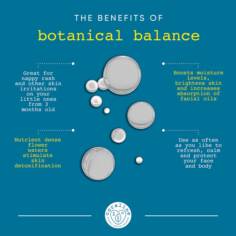 The benefits of Botanical Balance calming facial tonic by Coraline Skincare