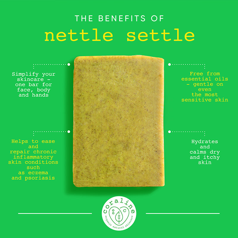 The benefits of Nettle Settle Soap Bar by Coraline Skincare